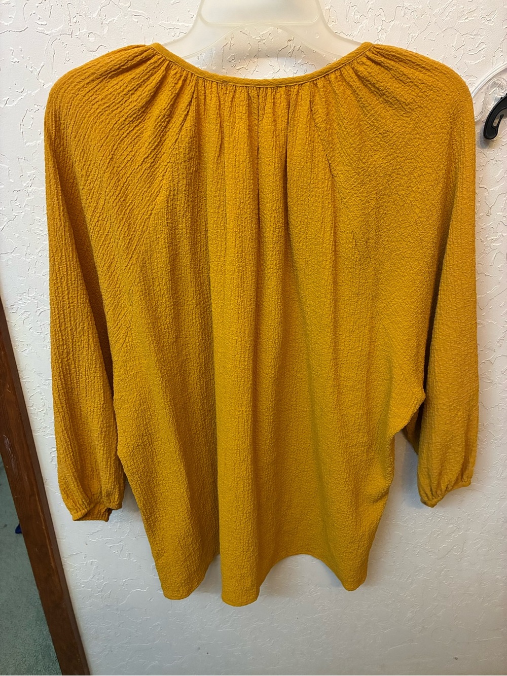 Newbury Kustom Mustard Textured Button-Pleat Peasant Blouse - Picture 2 of 3
